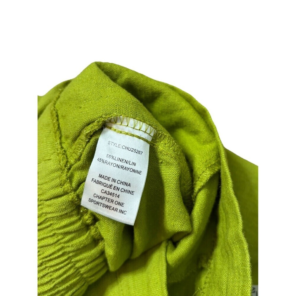 Jules & Leopold Pants Pull On Linen Blend Wide Leg Lime Flat Front Pockets SMALL - Picture 7 of 7